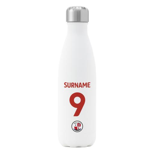 Crawley Town FC Back of Shirt Insulated Water Bottle - White